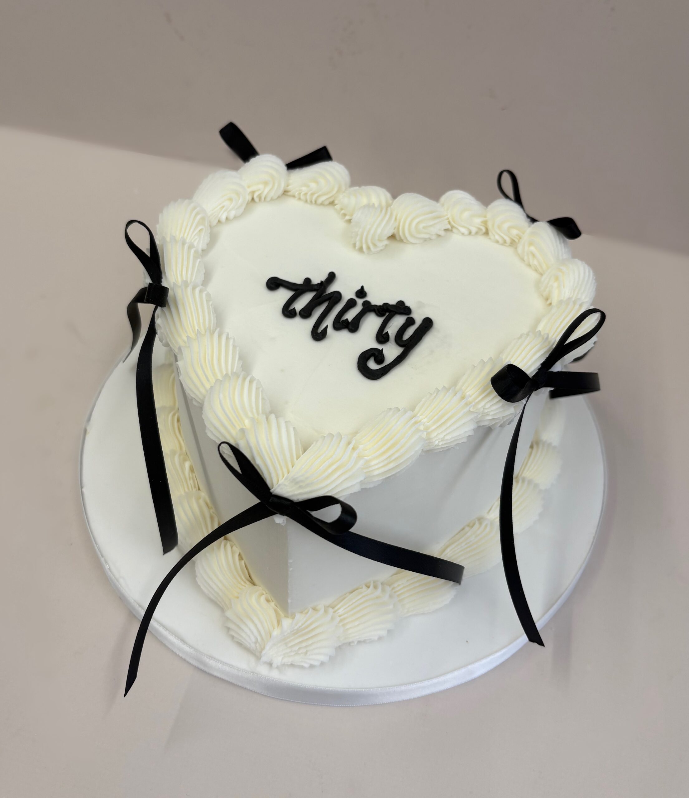 Heart Cake with black bows
