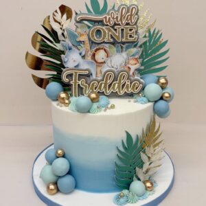 Wild One Animal First Birthday Cake
