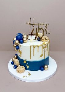 Blue & Gold Drip cake